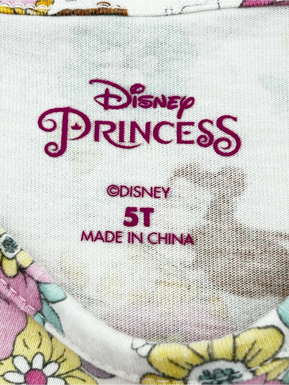 Disney Belle with White Floral Print Short Sleeve Dress Size 5T